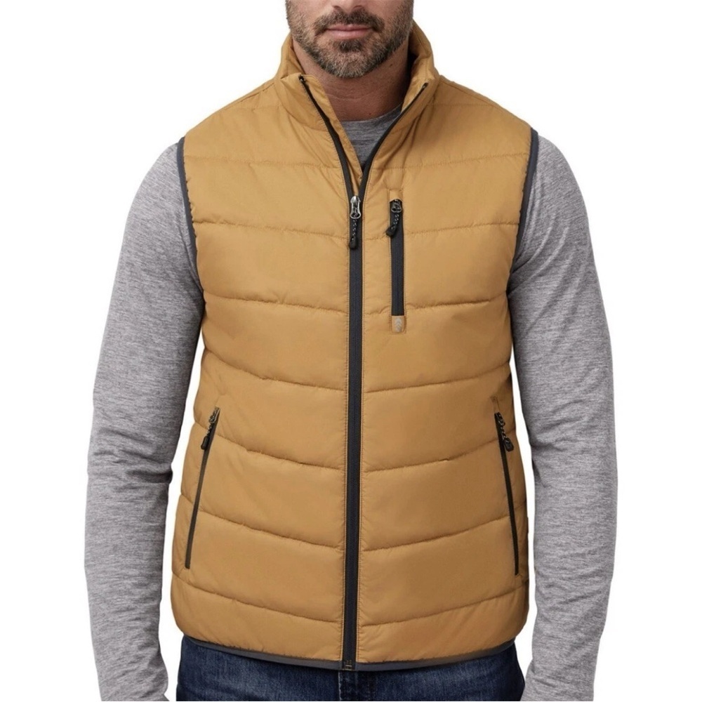 Free Country Men’s Puffer Vest Full Zip Pockets Bronze Bark Size XXL - 2XL - NWT
